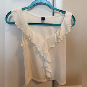 Old Navy Cream Ruffle Tank Top